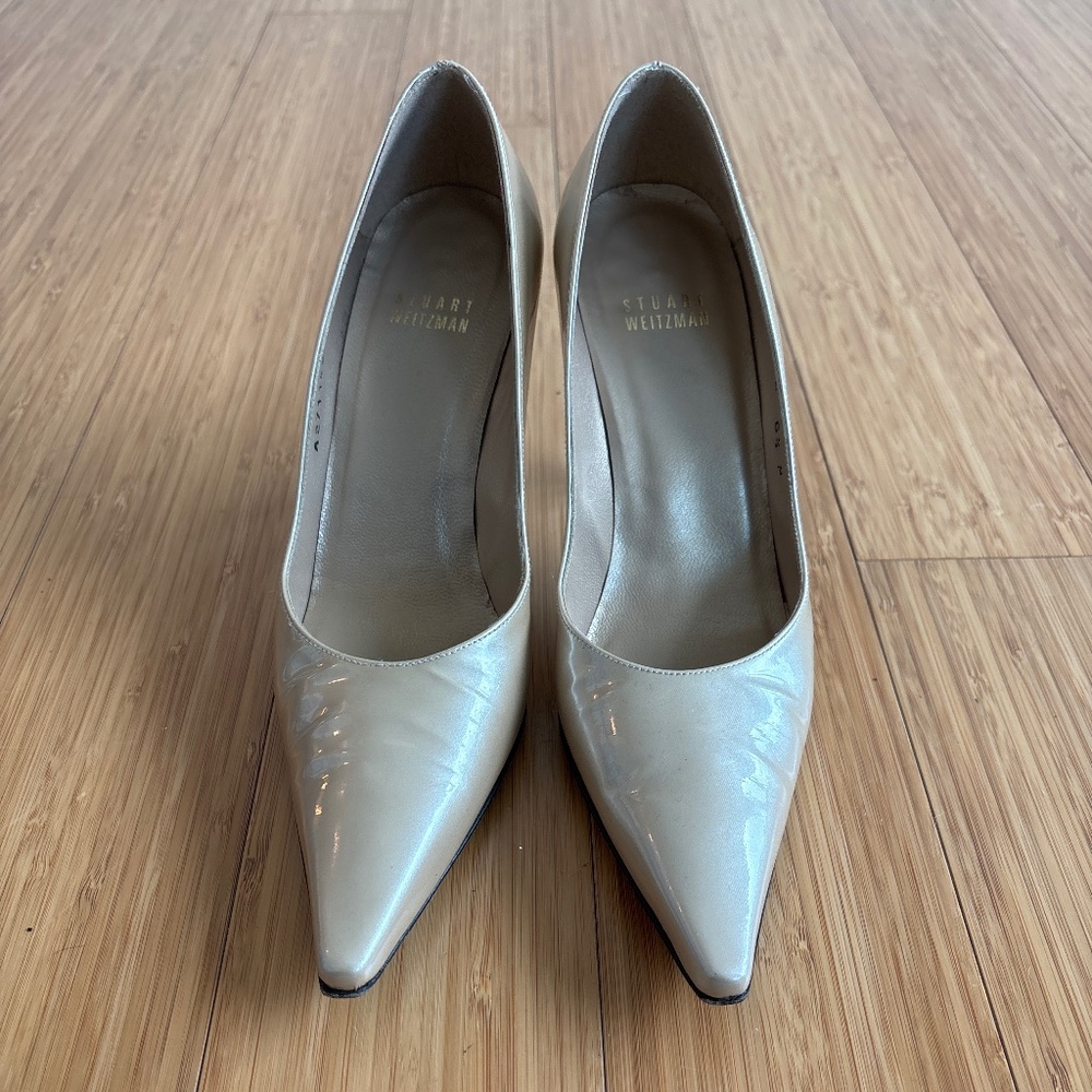 Stuart Weitzman champagne patent heel